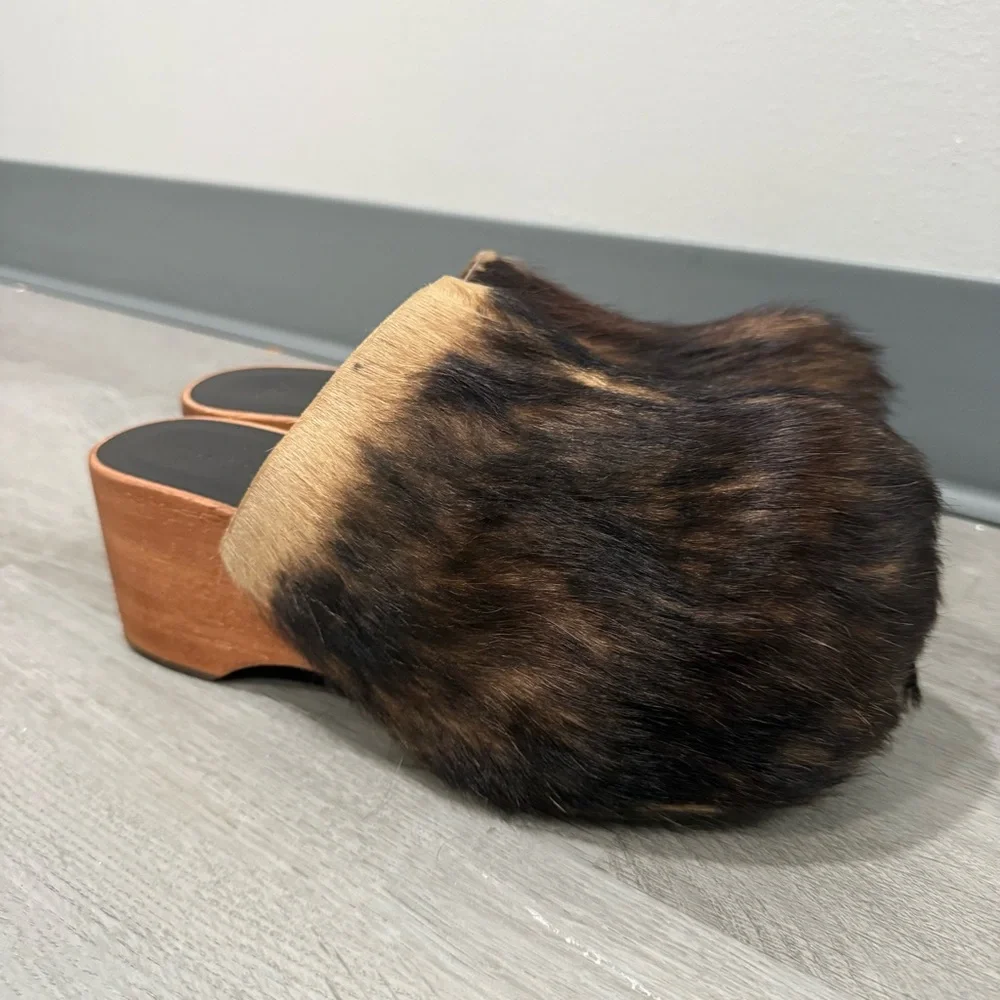 Acne Studios Clogs Calf Hair Platform in Pony Hair - Picture 8 of 14